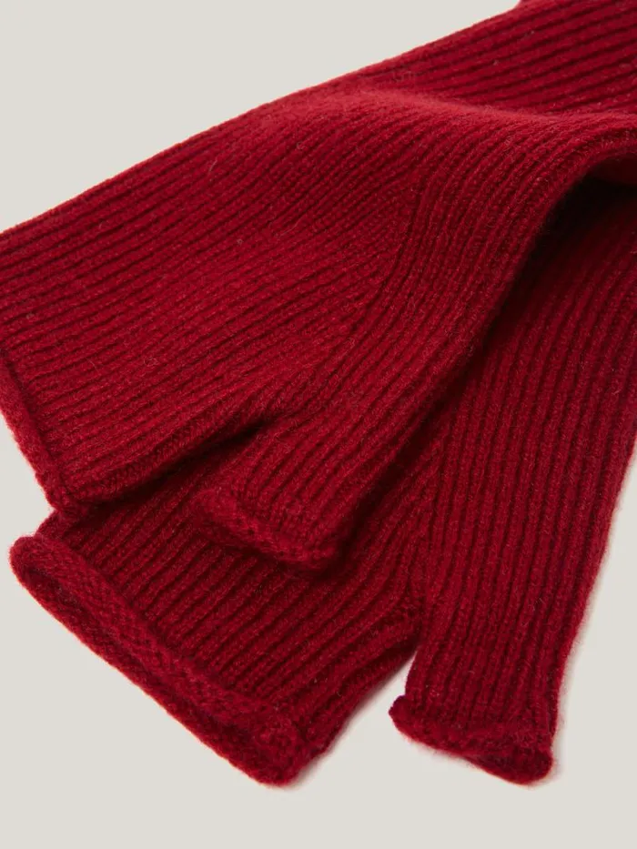 Wool Cashmere Blend Mittens Red Women Jigsaw Knitwear and Cashmere