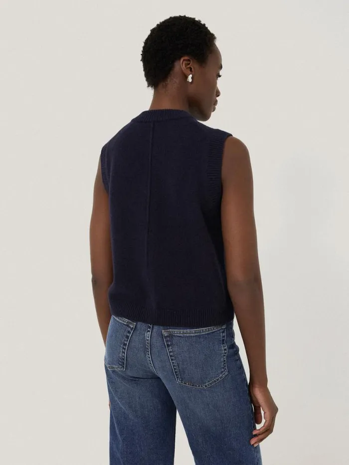 Wool Cashmere Blend Waistcoat Navy Women Jigsaw Shirts and Tops