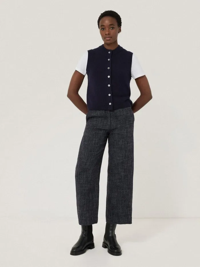 Wool Cashmere Blend Waistcoat Navy Women Jigsaw Shirts and Tops