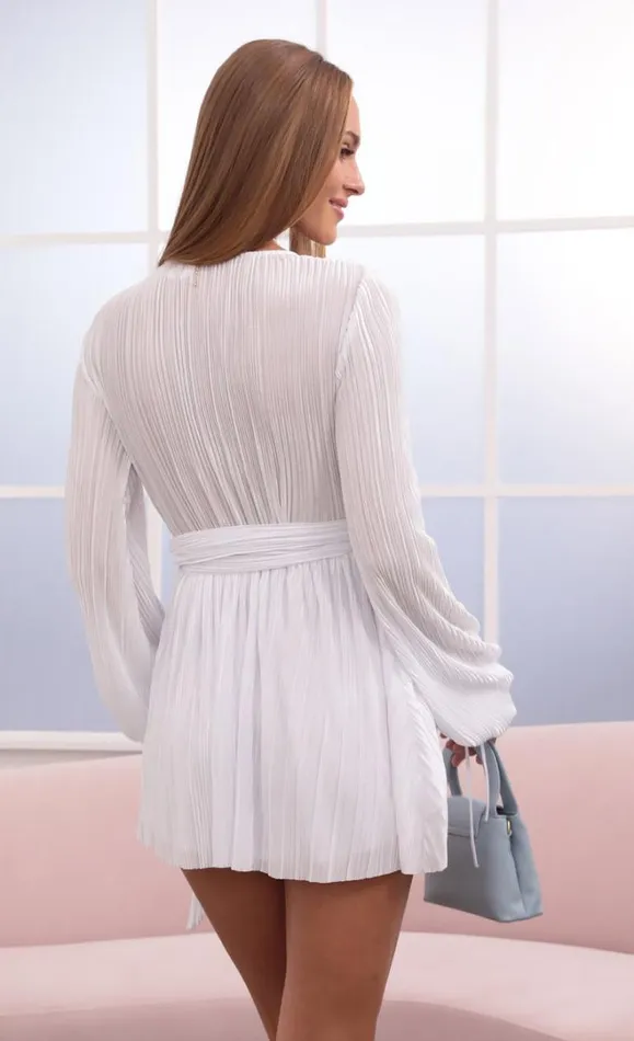 Wrap Dress White Women LUCY IN THE SKY Mini Dresses Wrap Dress White Women LUCY IN THE SKY Mini Dresses