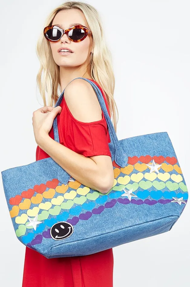X Exclusive X Jackie Rainbow Heart Hada Mada Denim Women Lauren Moshi Bags