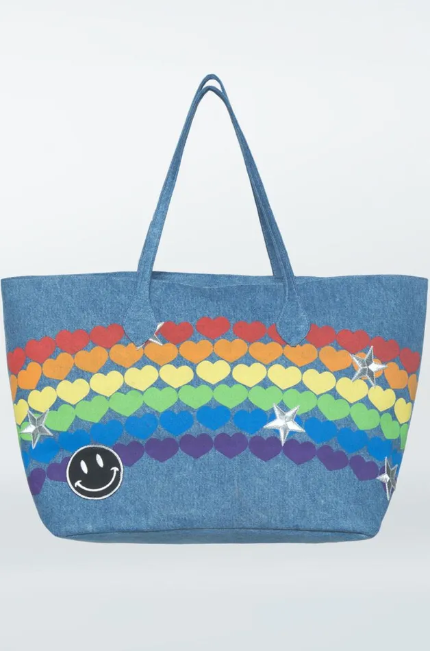 X Exclusive X Jackie Rainbow Heart Hada Mada Denim Women Lauren Moshi Bags