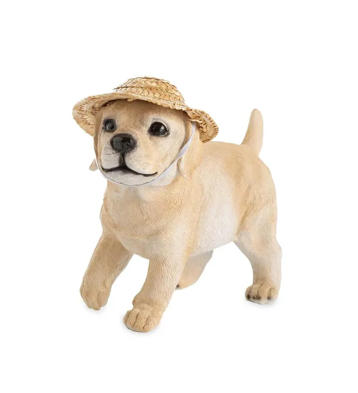 Yard and Garden Holiday Labrador Puppy Statue With Hat And Scarf Plow and Hearth Decorative Garden Accents