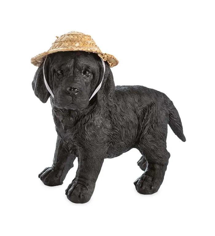 Yard and Garden Holiday Labrador Puppy Statue With Hat And Scarf Plow and Hearth Decorative Garden Accents