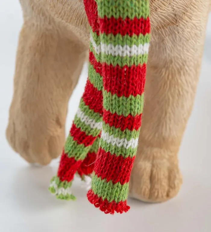 Yard and Garden Holiday Labrador Puppy Statue With Hat And Scarf Plow and Hearth Decorative Garden Accents