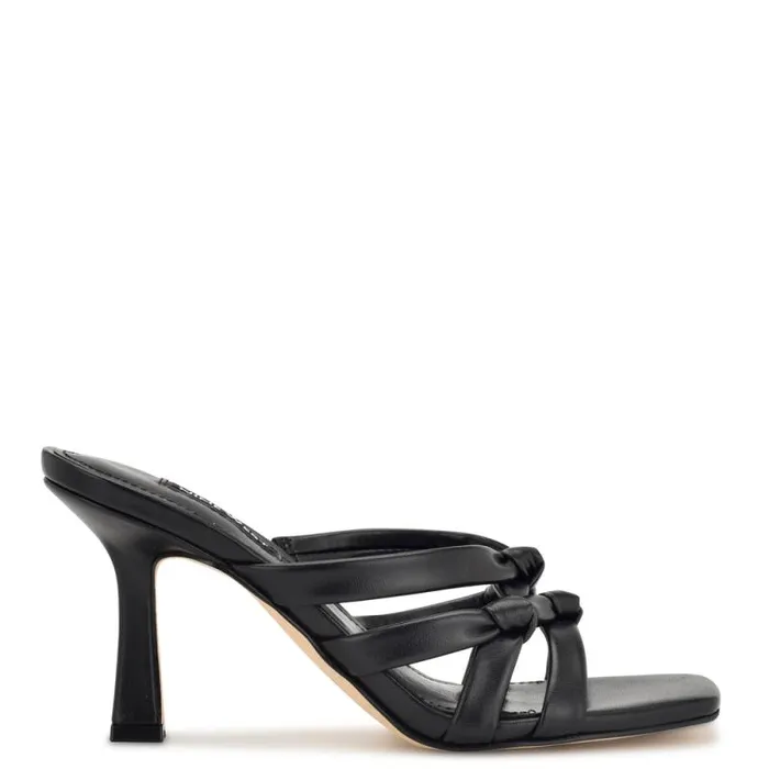 Yeander Heeled Slide Sandals Black Women Nine West Sandals