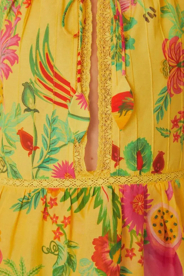 Yellow Delicate Fruit Garden Sleeveless Blouse Women FARM Rio Blouses