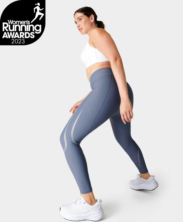 Zero Gravity 78 Illuminate Running Leggings Endless Blue Pocketed Sweaty Betty Women