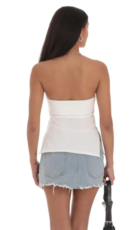 Zipper Slit Top White Women LUCY IN THE SKY Tops Zipper Slit Top White Women LUCY IN THE SKY Tops